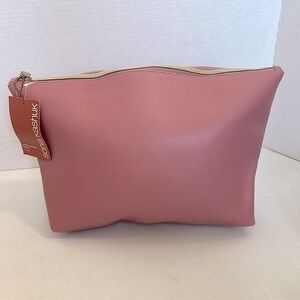 Sonia Kashuk large cosmetics bag pink faux leather NWT